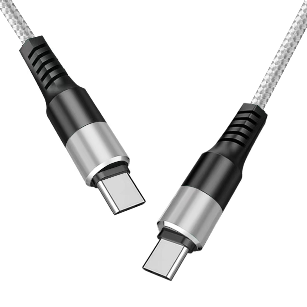 10 ft USB-C to USB-C Braided Fast Charging Cable – Silver - US Stores