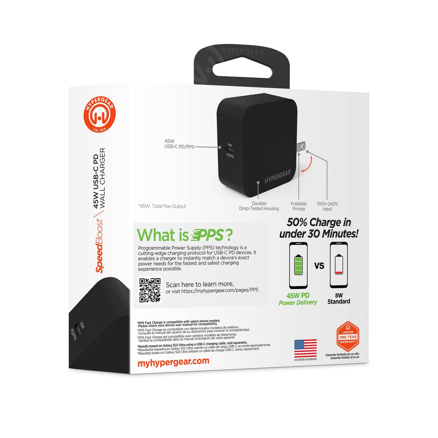 45W USB-C PD Wall Charger with PPS Technology - US Stores