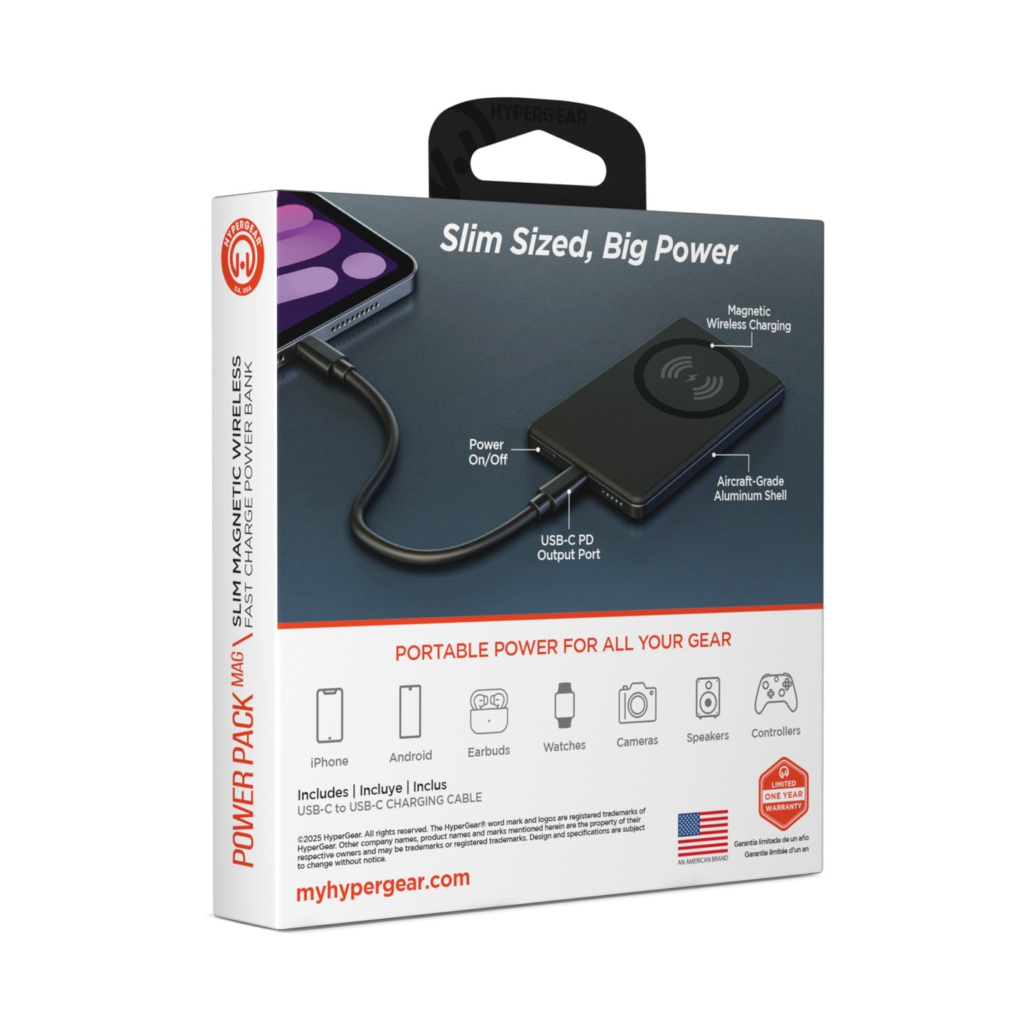 5,000mAh | Power Pack Mag Ultra - Slim Magnetic Wireless Fast Charge Power Bank | Black - US Stores