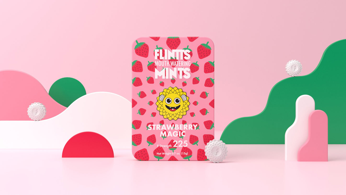 Flintts Strawberry Magic Mouth-Watering Mints – F-Strength 225 - US Stores