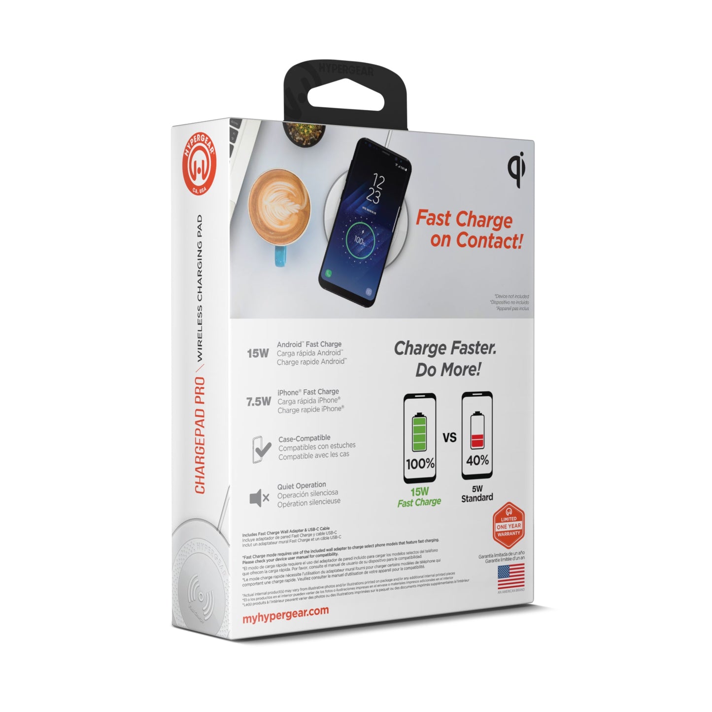 ChargePad Pro 15W Wireless Fast Charger with USB-C Connector | White - US Stores