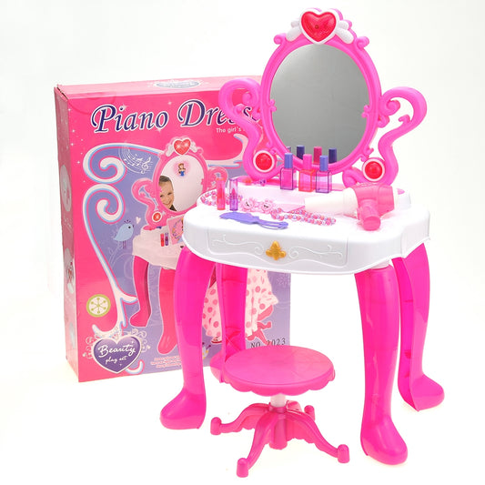 AZ Trading & Import 2-In-1 Vanity Set With Beauty Accessories, Working Piano, And Mirror