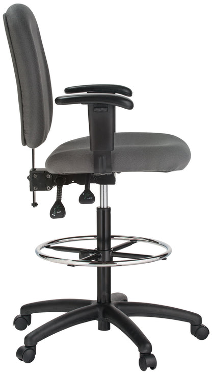 Harwick Contoured Dual Function Drafting Stool With Arms - Gray Fabric