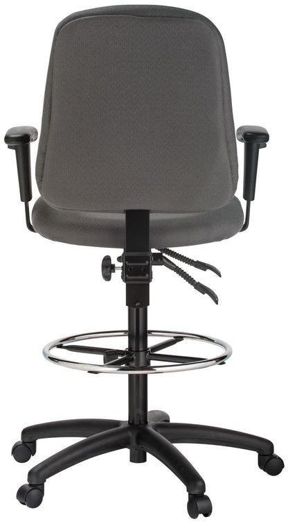 Harwick Contoured Dual Function Drafting Stool With Arms - Gray Fabric