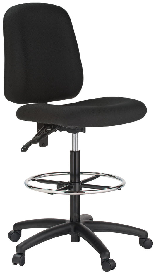 Harwick Contoured Dual Function Drafting Stool - Black Fabric