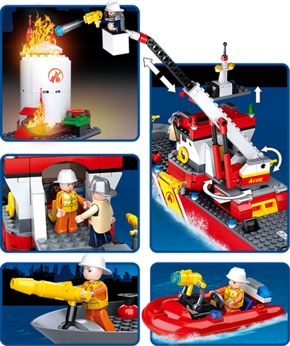 Fire Boat and Oil Tank Building Brick Kit (429 Pcs)