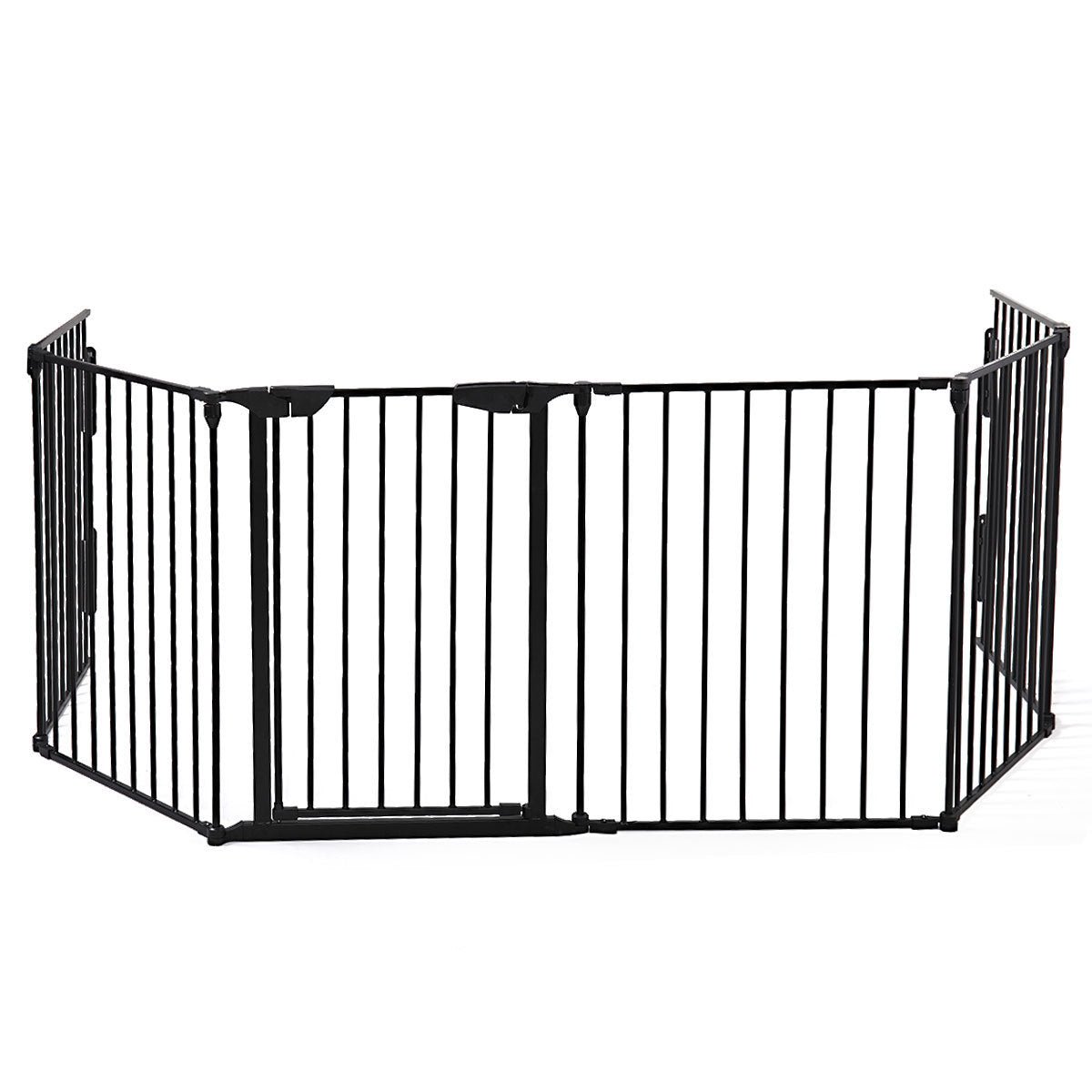 146" Extra Wide Baby Gate, 6 - Panel Baby Pet Playpen, Fireplace Safety Fence, Foldable Barrier Gate, Black - US Stores