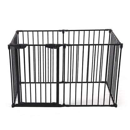 146" Extra Wide Baby Gate, 6 - Panel Baby Pet Playpen, Fireplace Safety Fence, Foldable Barrier Gate, Black - US Stores