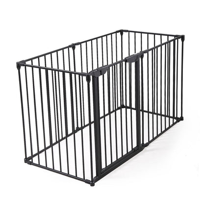 146" Extra Wide Baby Gate, 6 - Panel Baby Pet Playpen, Fireplace Safety Fence, Foldable Barrier Gate, Black - US Stores