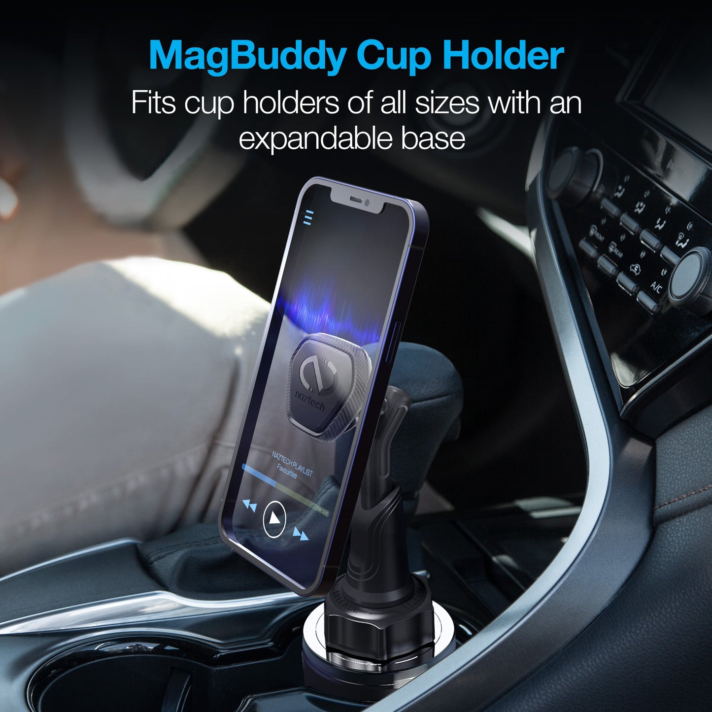 Naztech MagBuddy Elite Cup Holder Mount Black