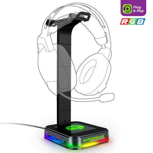 HyperGear RGB Command Station Headset Stand Black