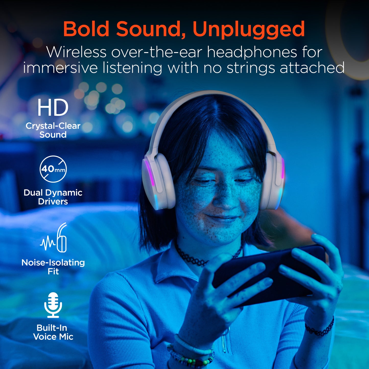 Wireless Audio Essentials Duo | Light-Up Speaker + Headphones | Beige - US Stores