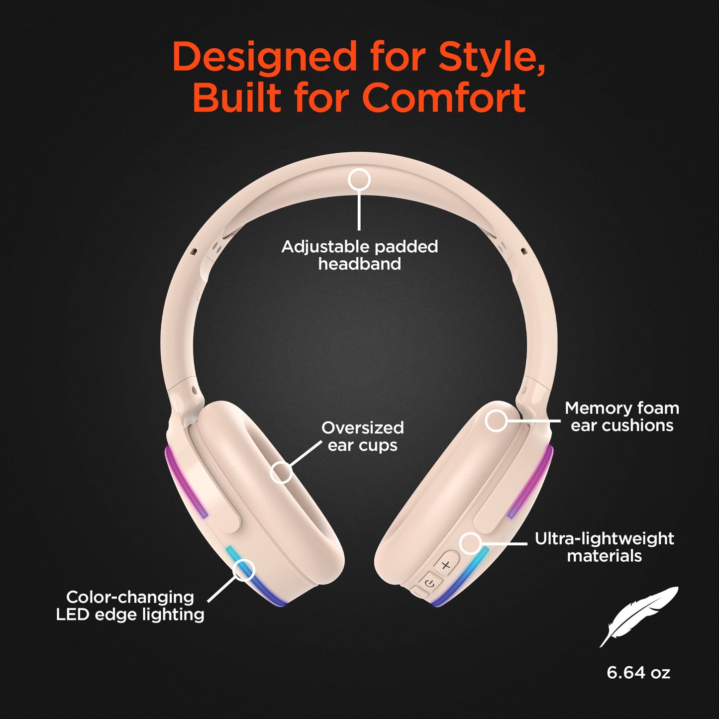 Wireless Audio Essentials Duo | Light-Up Speaker + Headphones | Beige - US Stores