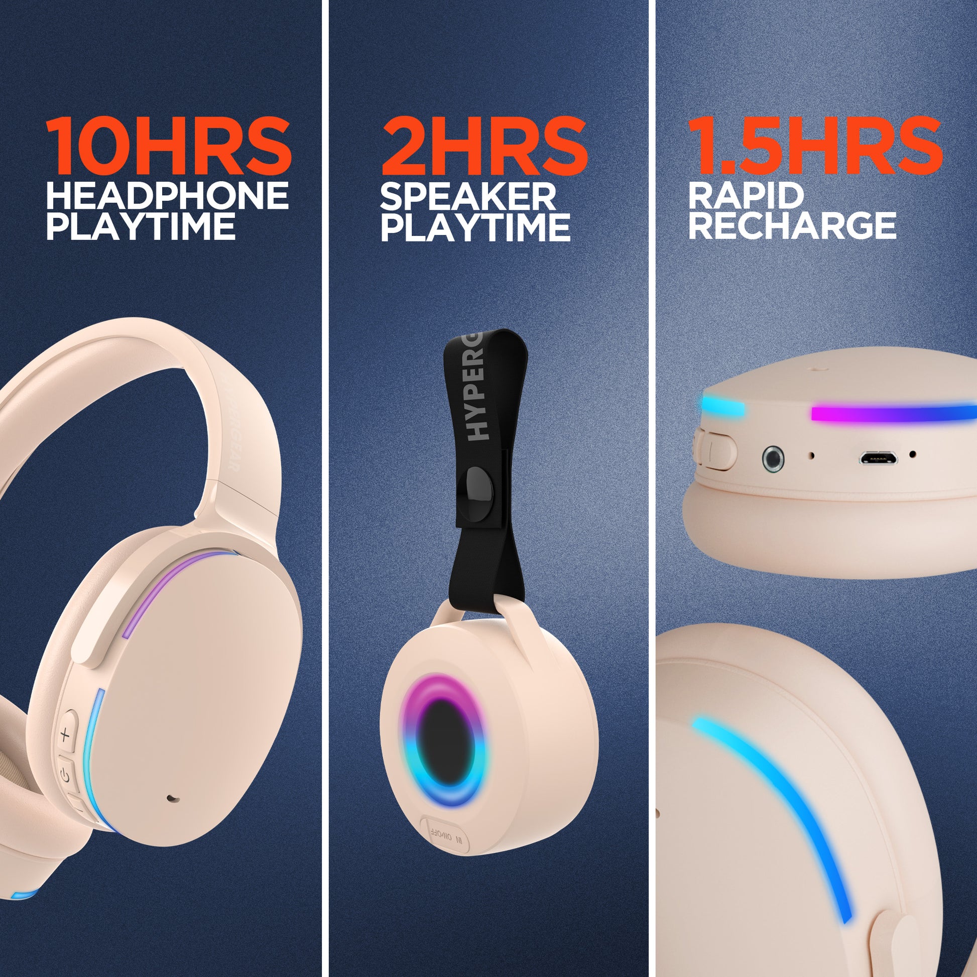 Wireless Audio Essentials Duo | Light-Up Speaker + Headphones | Beige - US Stores