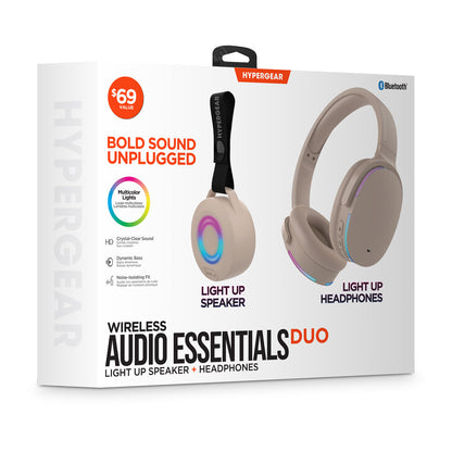 HyperGear Wireless Audio Essentials Duo | Light-Up Speaker + Headphones