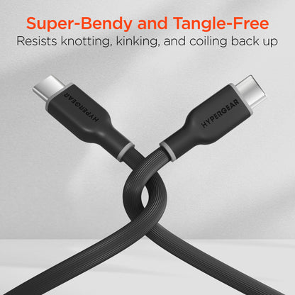 Flexi Pro USB-C to USB-C Soft-Touch Fast Charge Cable | 6ft | Black - US Stores