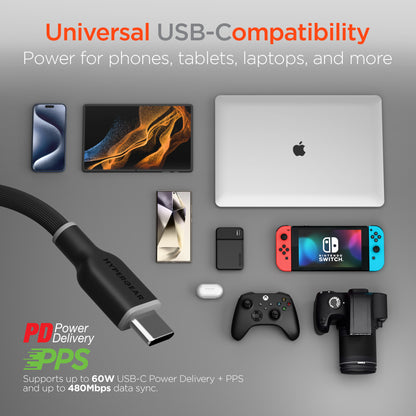 Flexi Pro USB-C to USB-C Soft-Touch Fast Charge Cable | 6ft | Black - US Stores