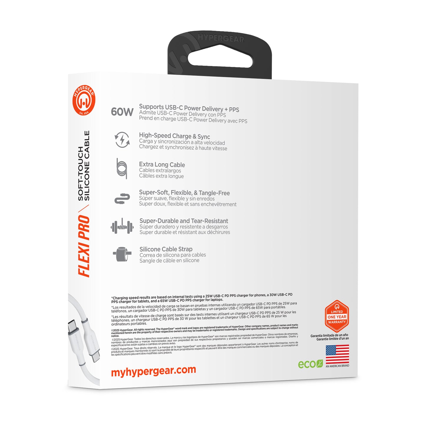 10ft White Flexi Pro USB-C to USB-C Fast Charge Cable - US Stores