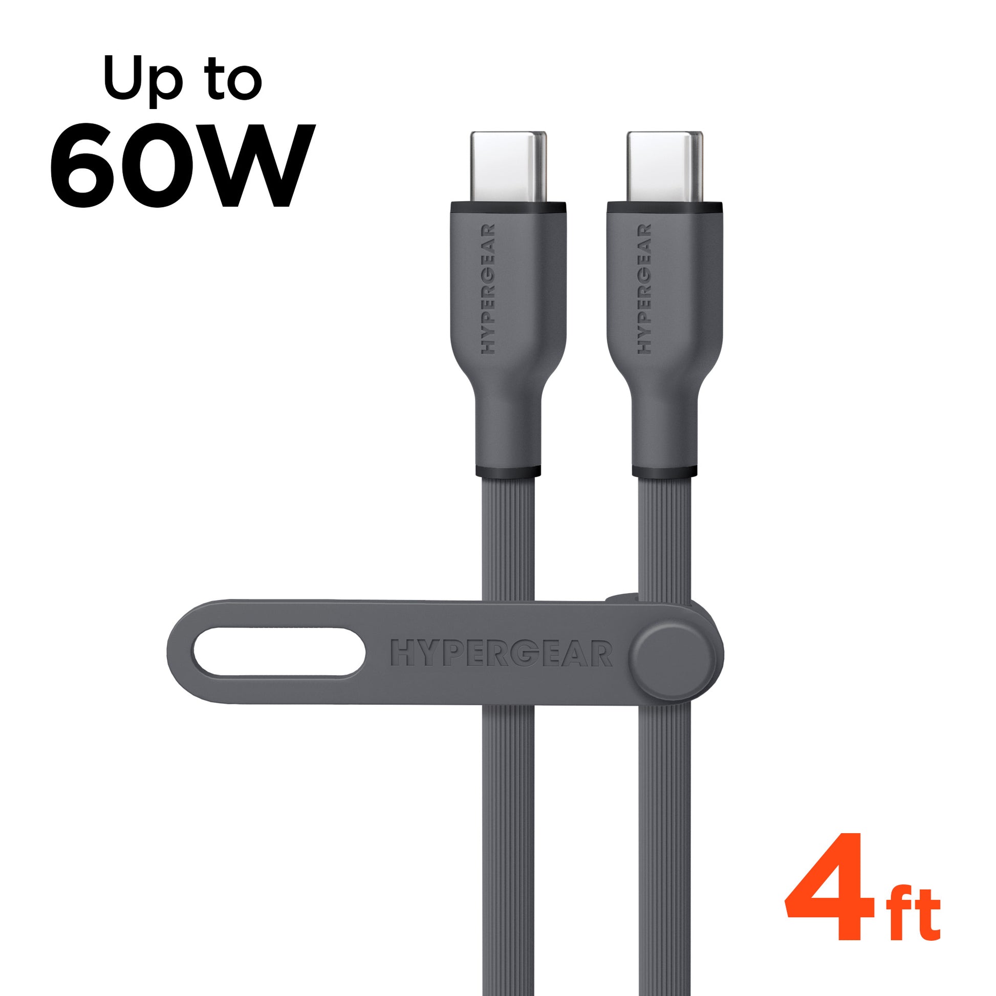 Flexi Pro USB-C to USB-C Soft-Touch Fast Charge Cable | 4ft | Gray - US Stores