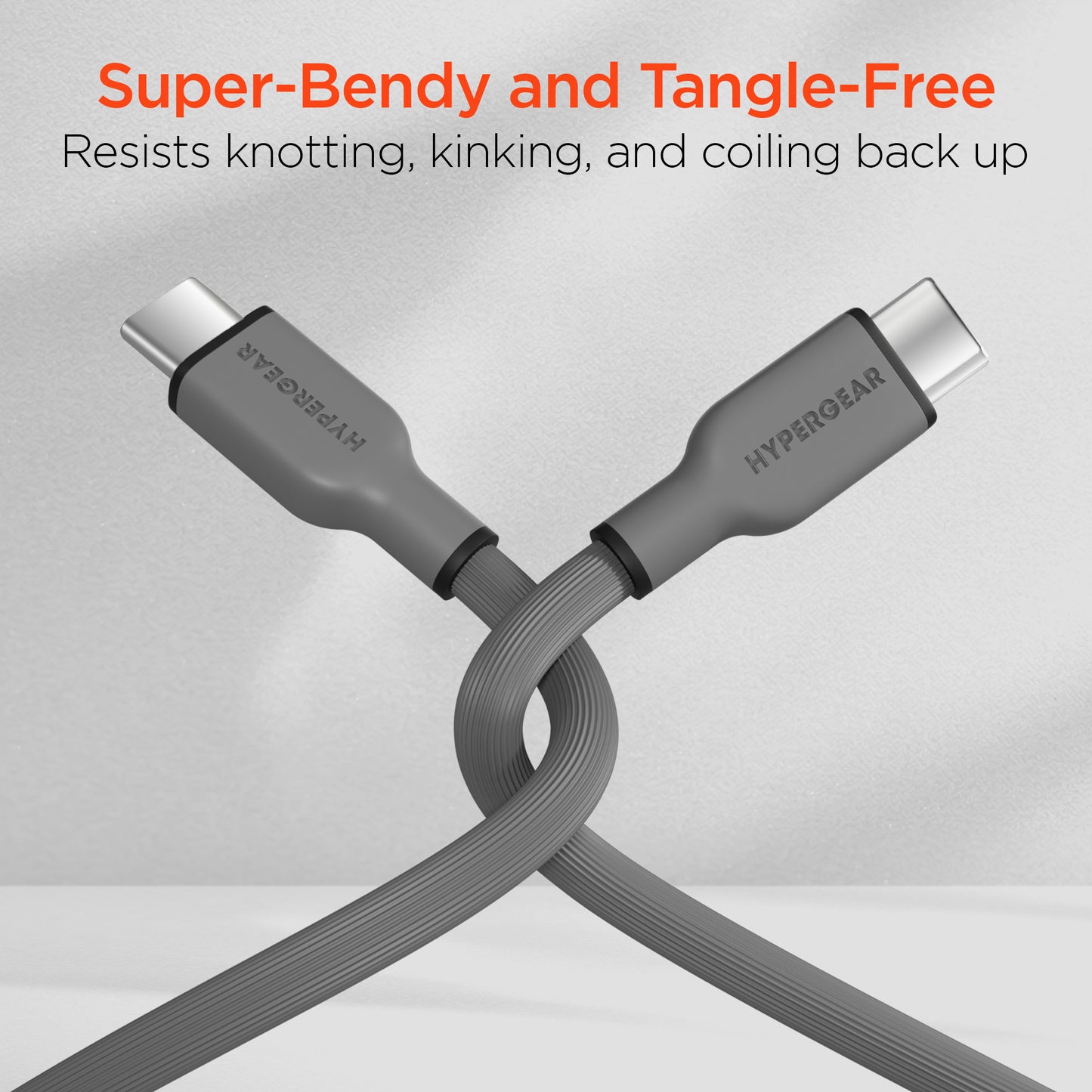 Flexi Pro USB-C to USB-C Soft-Touch Fast Charge Cable | 4ft | Gray - US Stores