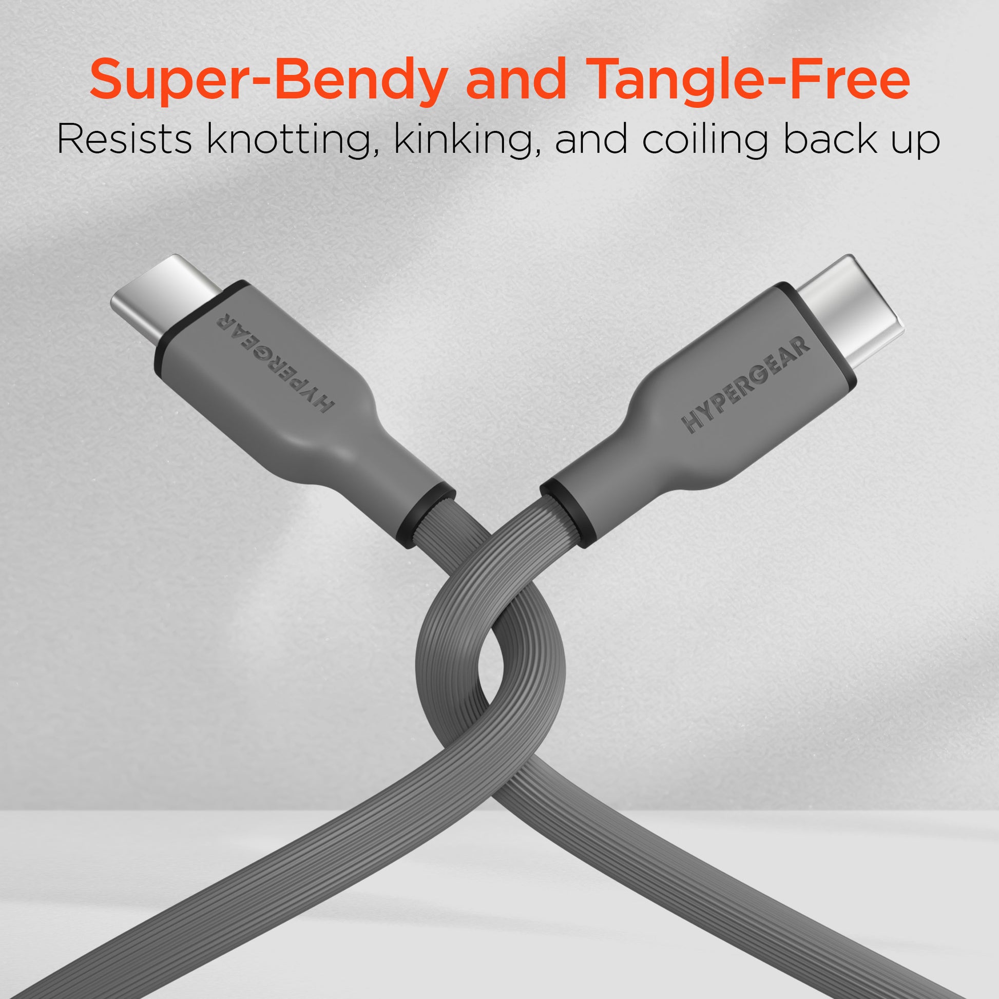 Flexi Pro USB-C to USB-C Soft-Touch Fast Charge Cable | 4ft | Gray - US Stores