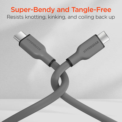 Flexi Pro USB-C to USB-C Soft-Touch Fast Charge Cable | 4ft | Gray - US Stores