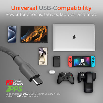 Flexi Pro USB-C to USB-C Soft-Touch Fast Charge Cable | 4ft | Gray - US Stores