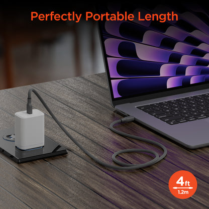 Flexi Pro USB-C to USB-C Soft-Touch Fast Charge Cable | 4ft | Gray - US Stores