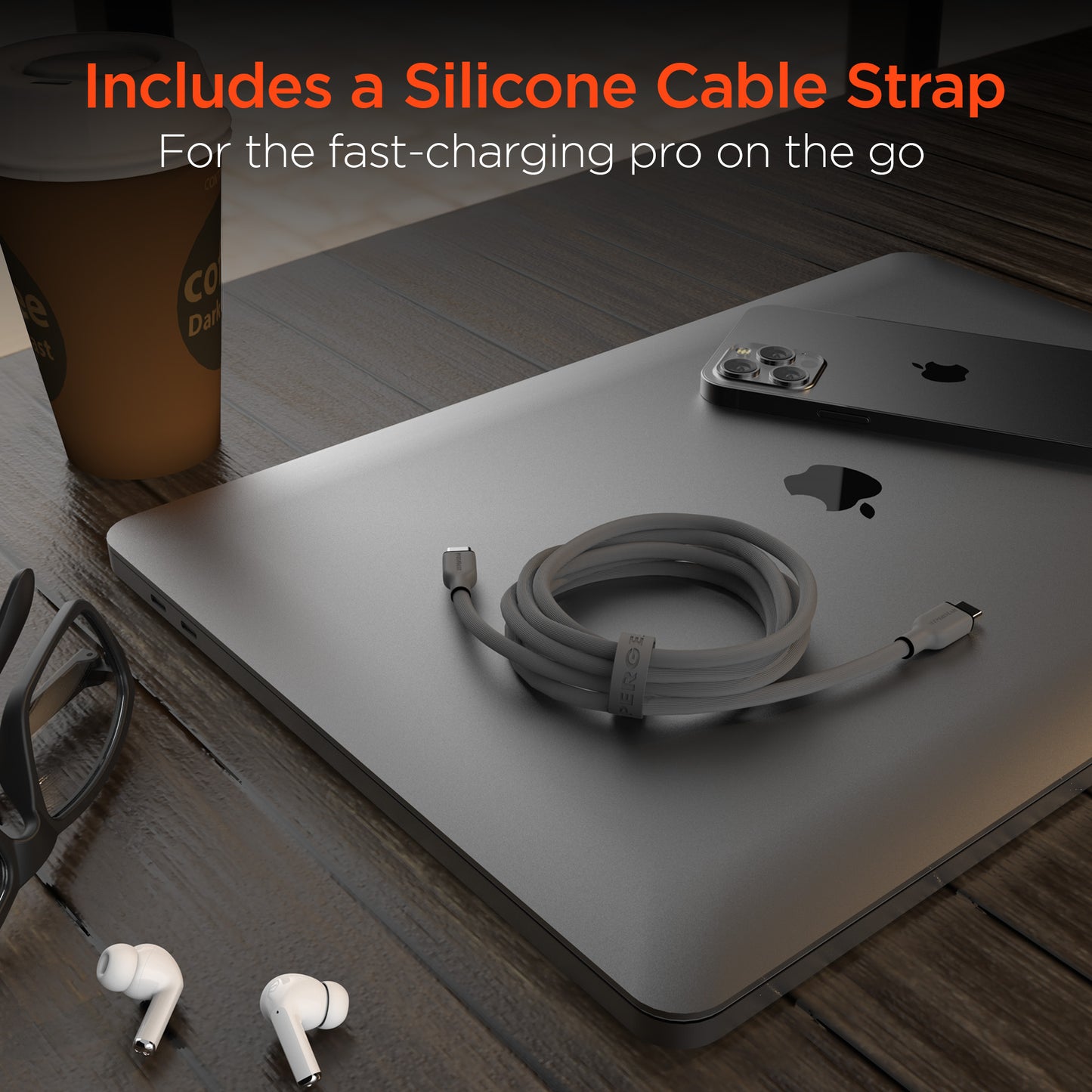 Flexi Pro USB-C to USB-C Soft-Touch Fast Charge Cable | 4ft | Gray - US Stores