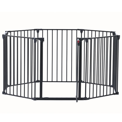 200" Adjustable Safety Gate 8 Panels Play Yard Metal Doorways Fireplace Fence Christmas Tree Fence Gate for House Stairs Gate prohibited area fence - US Stores