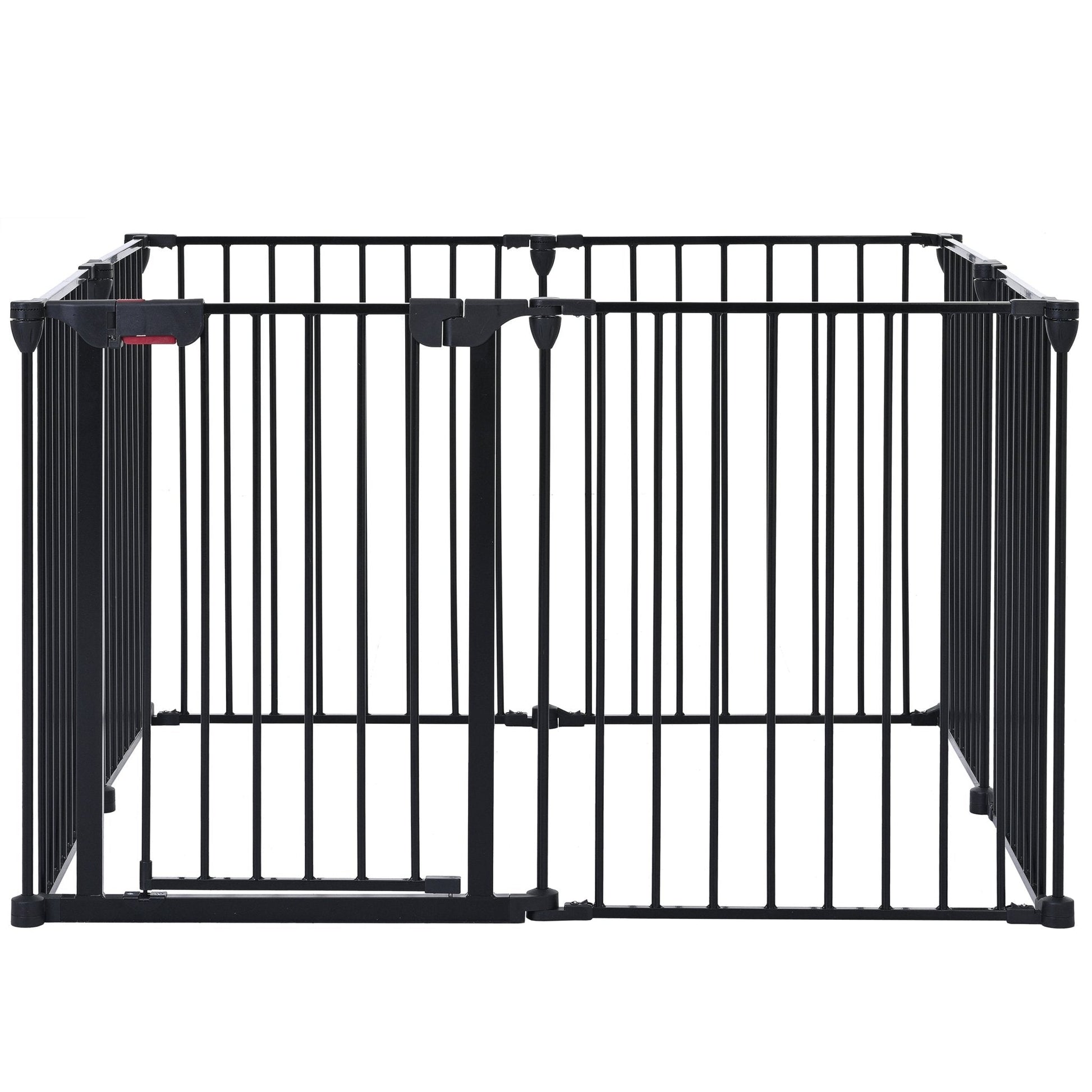 200" Adjustable Safety Gate 8 Panels Play Yard Metal Doorways Fireplace Fence Christmas Tree Fence Gate for House Stairs Gate prohibited area fence - US Stores