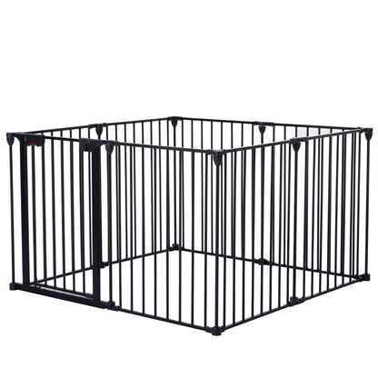 200" Adjustable Safety Gate 8 Panels Play Yard Metal Doorways Fireplace Fence Christmas Tree Fence Gate for House Stairs Gate prohibited area fence - US Stores