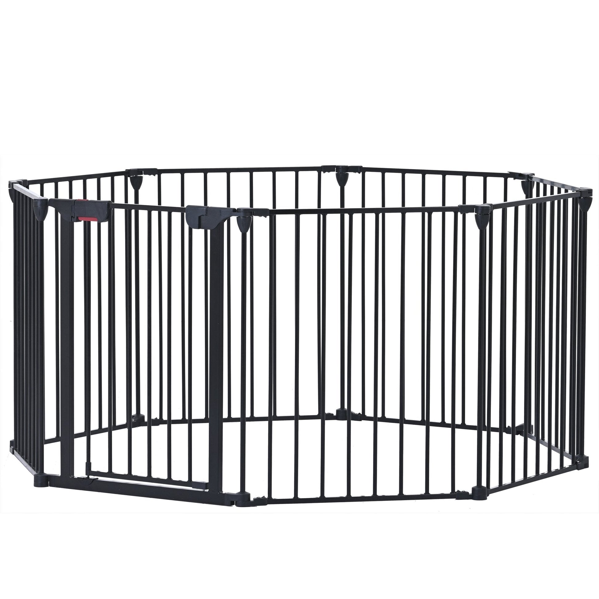 200" Adjustable Safety Gate 8 Panels Play Yard Metal Doorways Fireplace Fence Christmas Tree Fence Gate for House Stairs Gate prohibited area fence - US Stores