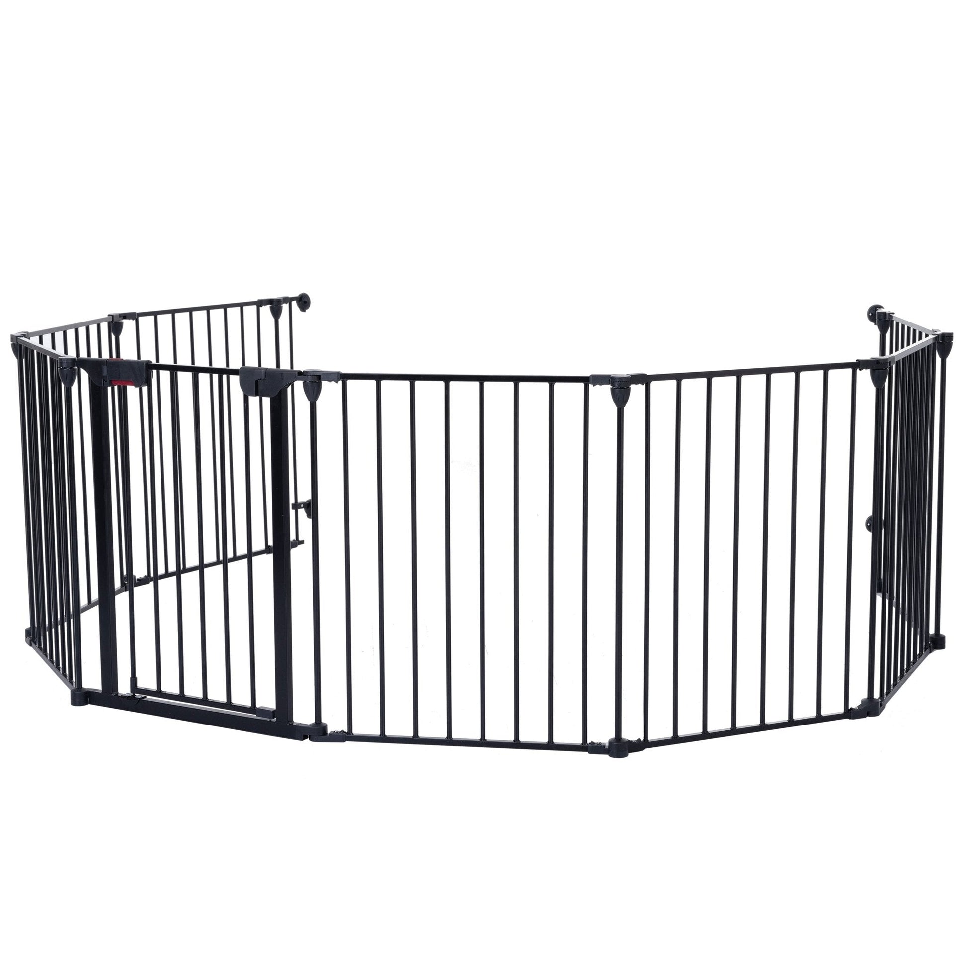 200" Adjustable Safety Gate 8 Panels Play Yard Metal Doorways Fireplace Fence Christmas Tree Fence Gate for House Stairs Gate prohibited area fence - US Stores