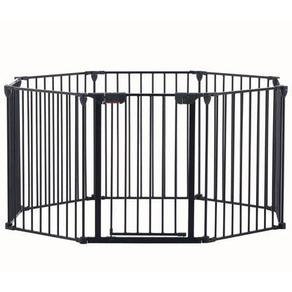 200" Adjustable Safety Gate 8 Panels Play Yard Metal Doorways Fireplace Fence Christmas Tree Fence Gate for House Stairs Gate prohibited area fence - US Stores