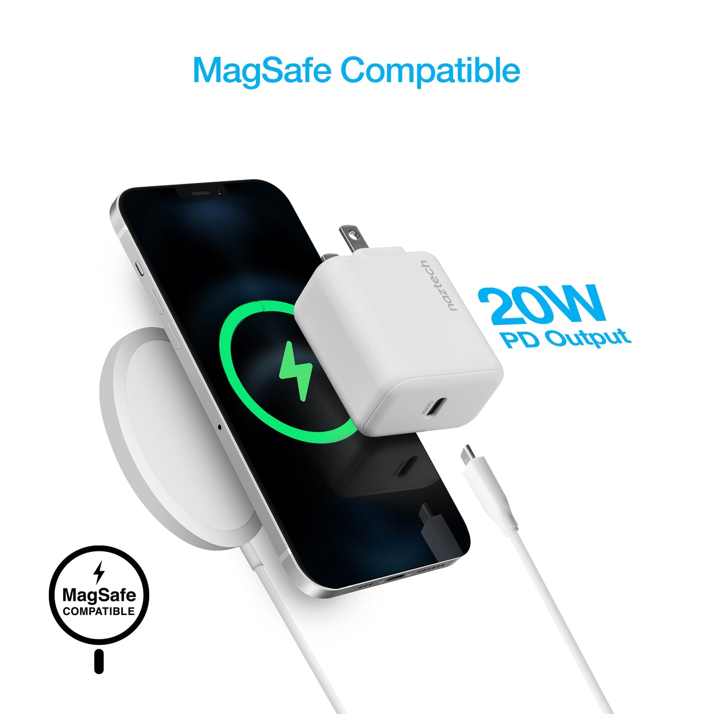 20W USB-C PD Fast Wall Charger | 4ft MFi Lightning Cable | White - US Stores