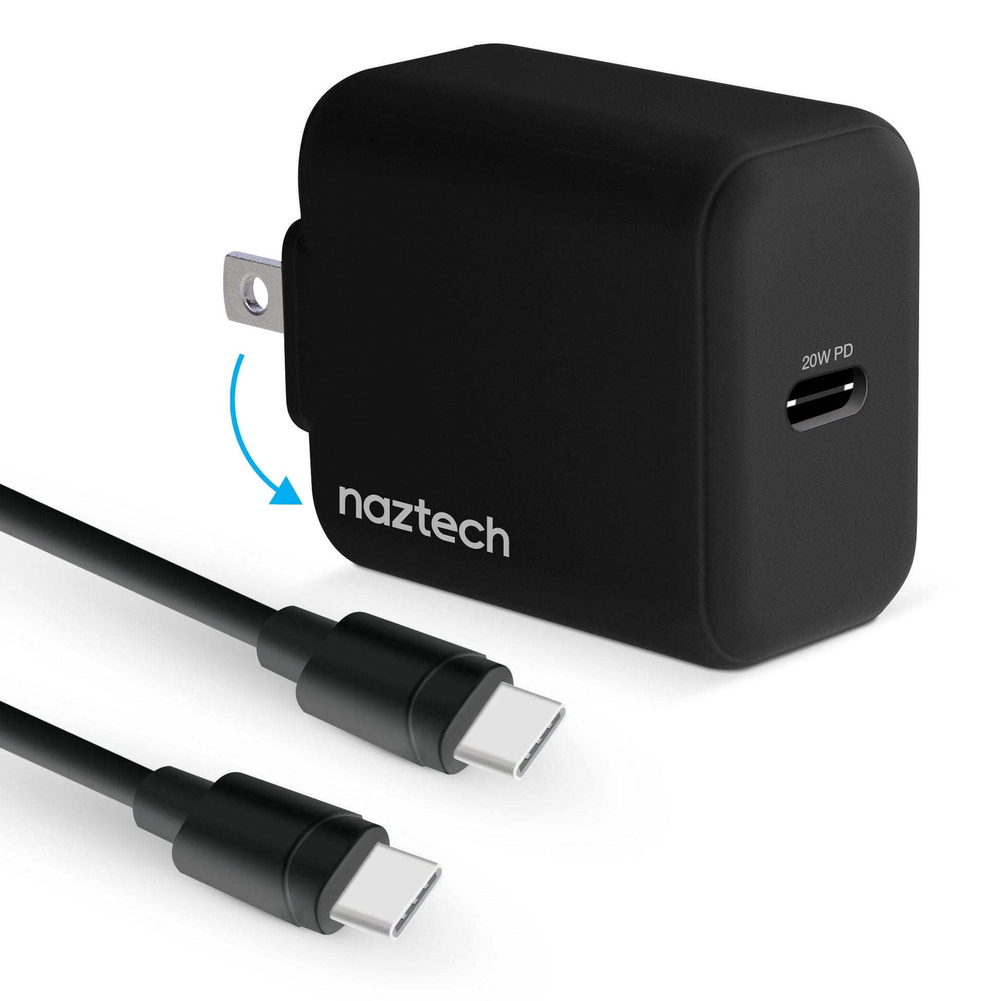 20W USB-C PD Fast Wall Charger | 4ft USB-C Cable | Black - US Stores