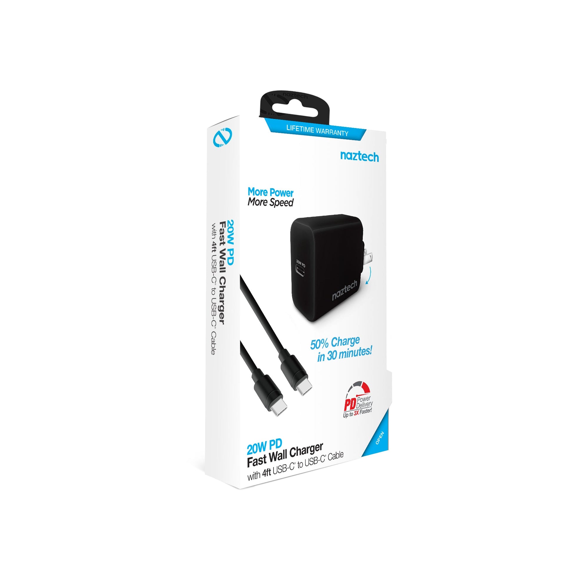 20W USB-C PD Fast Wall Charger | 4ft USB-C Cable | Black - US Stores