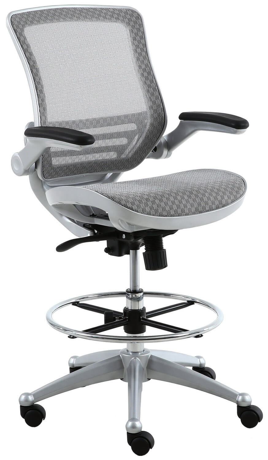 Harwick Evolve™ All Mesh Heavy Duty Drafting Chair - Platinum Finish