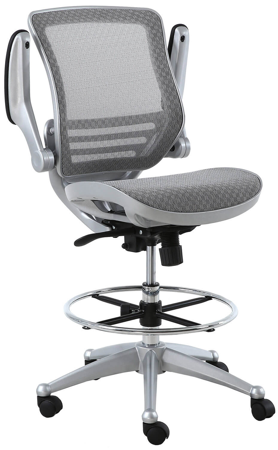 Harwick Evolve™ All Mesh Heavy Duty Drafting Chair - Platinum Finish