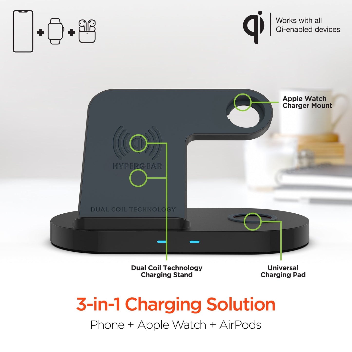 3-in-1 Wireless Charging Dock Phone + Apple Watch + AirPods - US Stores