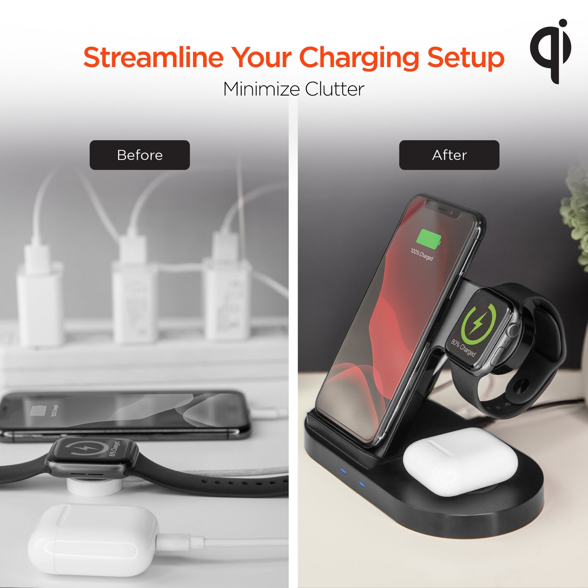 3-in-1 Wireless Charging Dock Phone + Apple Watch + AirPods - US Stores
