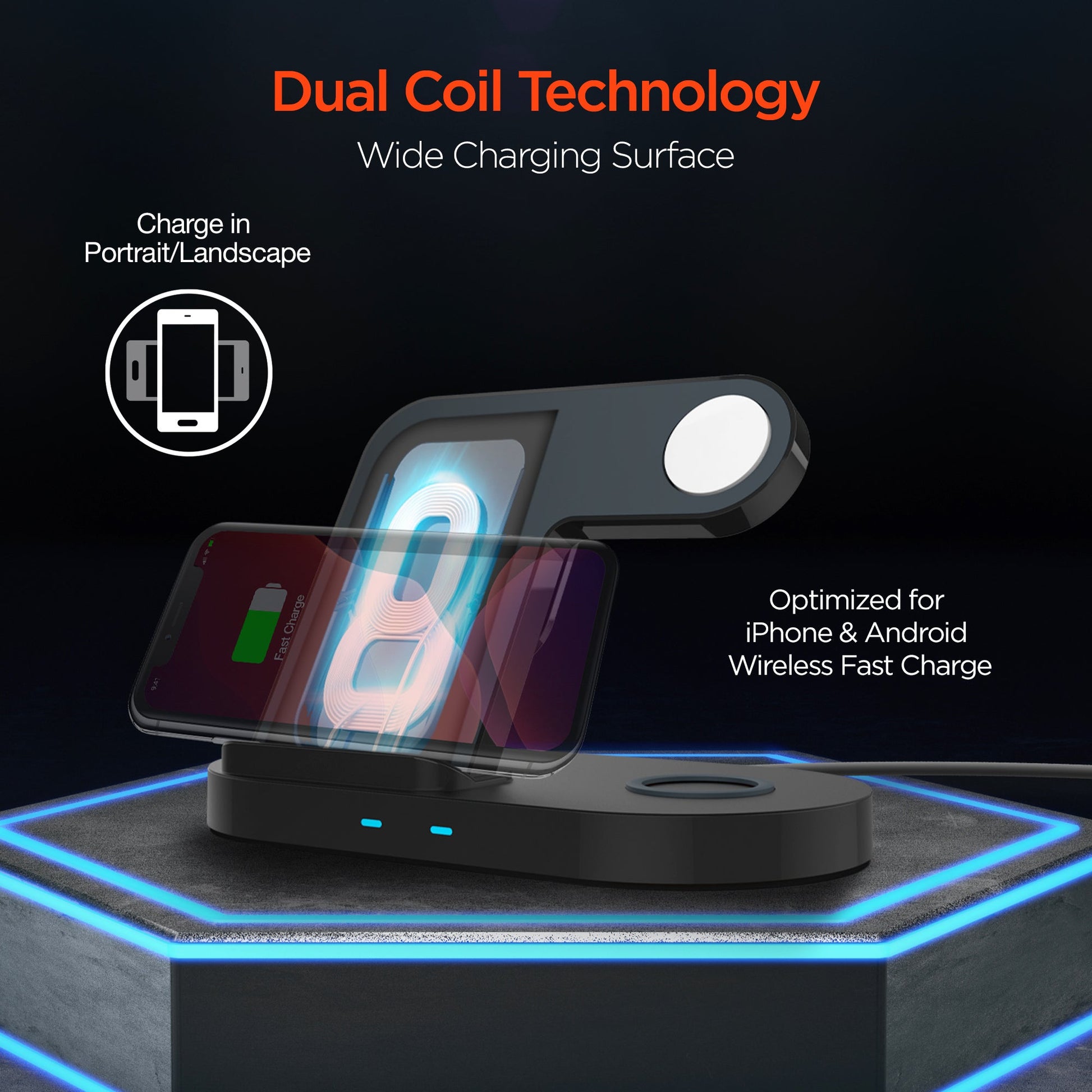 3-in-1 Wireless Charging Dock Phone + Apple Watch + AirPods - US Stores