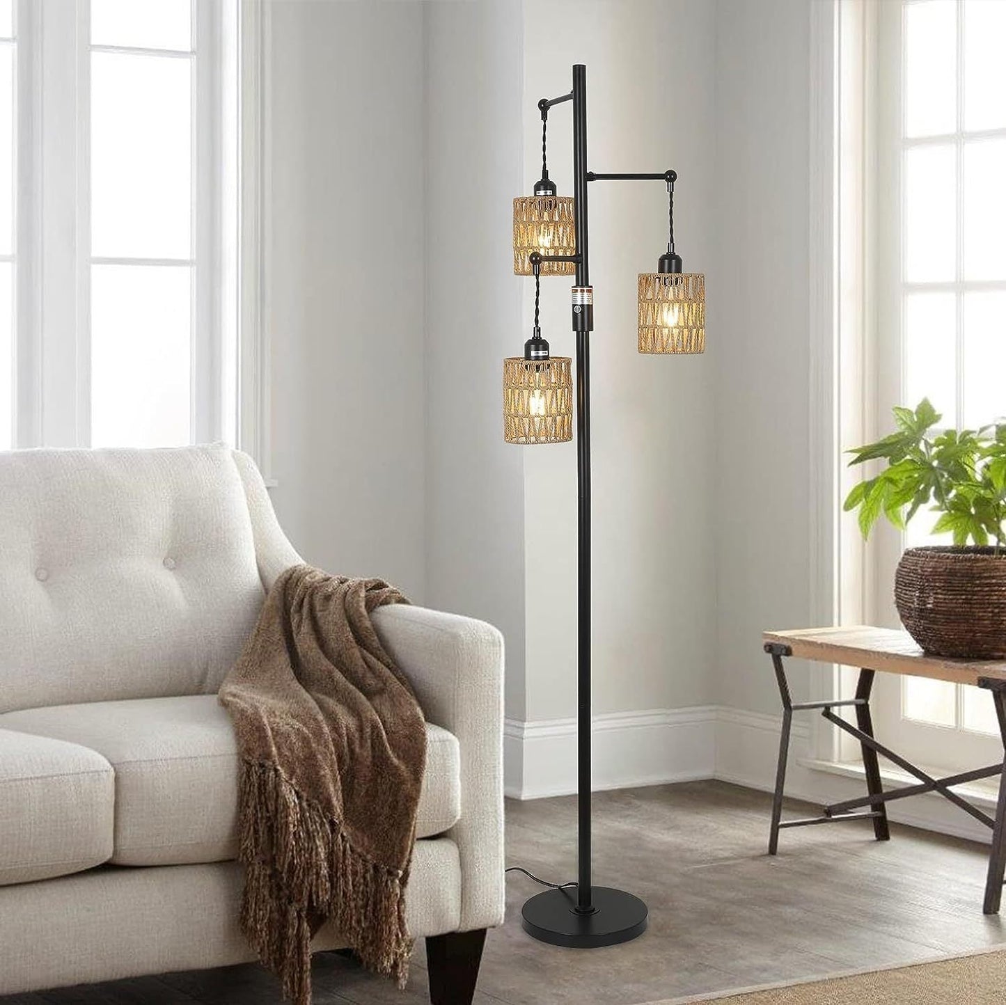 3 - Lights Boho Floor Lamp with Stepless Dimmer - US Stores