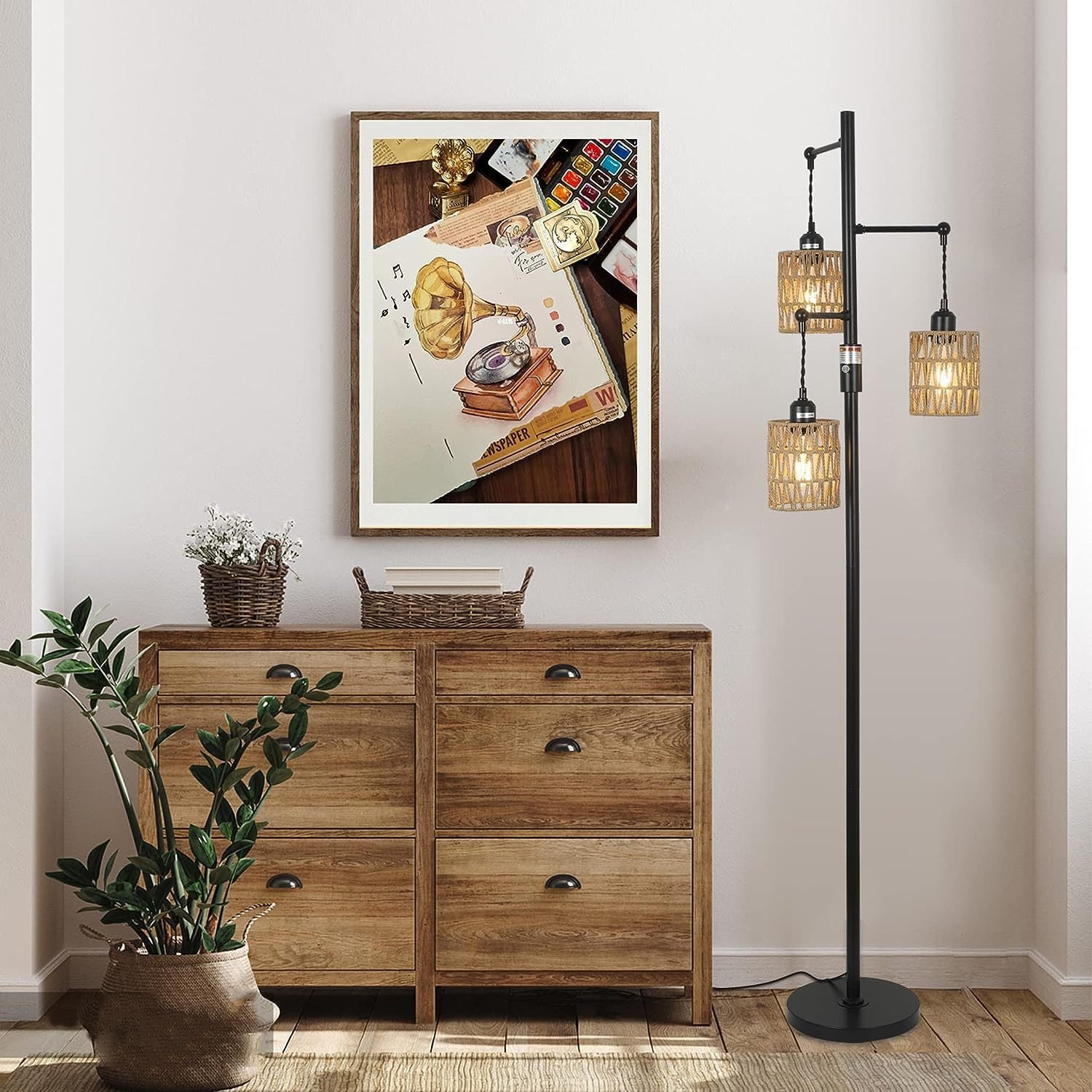 3 - Lights Boho Floor Lamp with Stepless Dimmer - US Stores