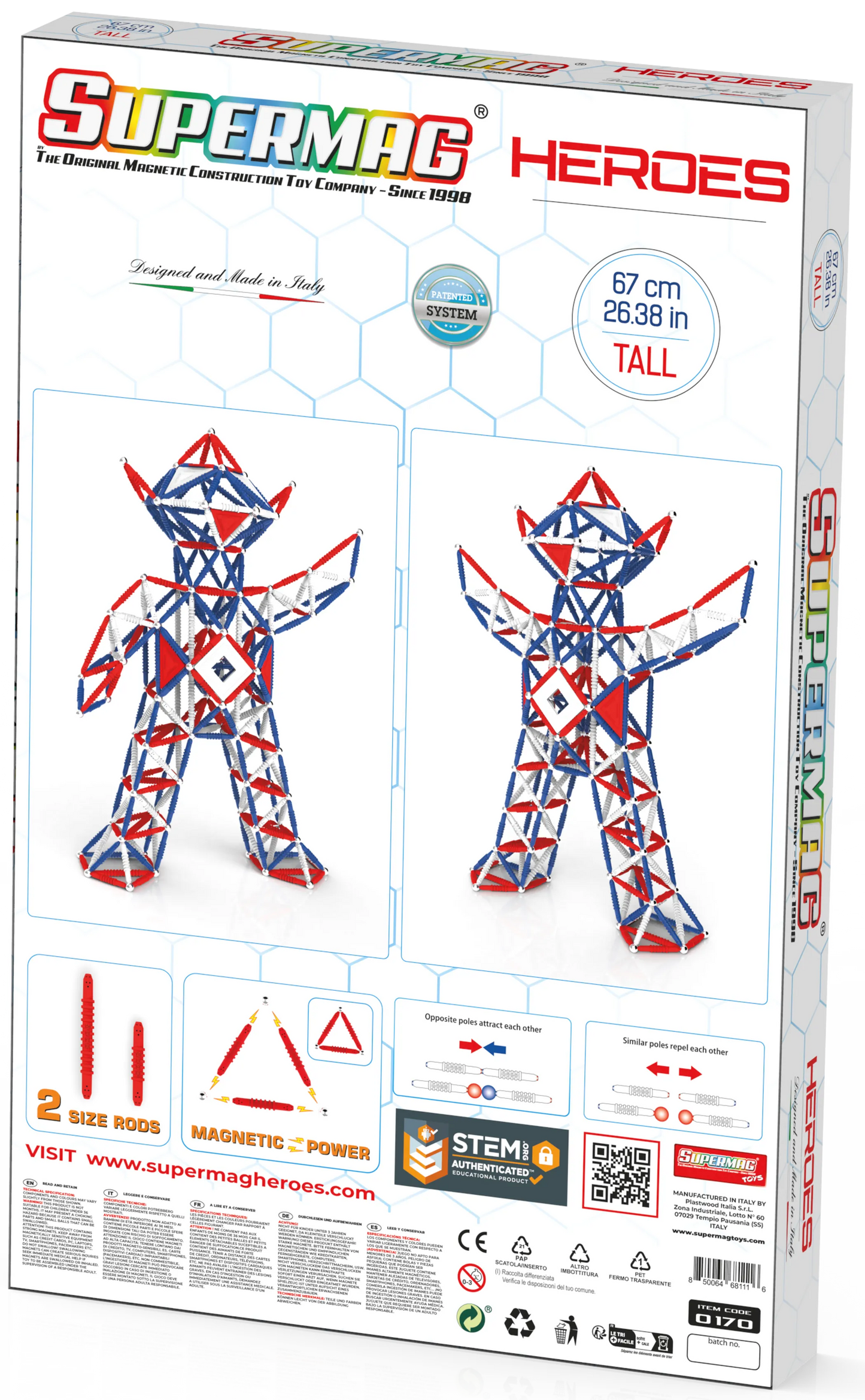 Tinamiri Supermag - Heroes Baby 460 - Magnetic Building Set, 1000 Piece Jigsaw Puzzle