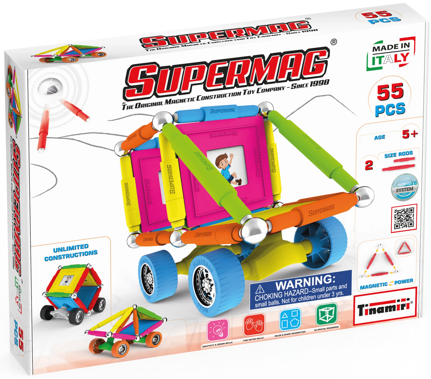 Tinamiri Supermag - Wheels 55 - Magnetic Building Set, 1000 Piece Jigsaw Puzzle