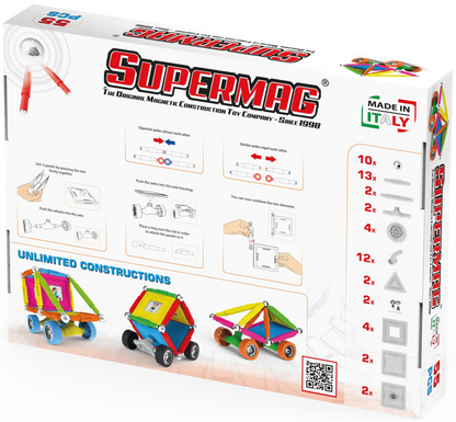 Tinamiri Supermag - Wheels 55 - Magnetic Building Set, 1000 Piece Jigsaw Puzzle
