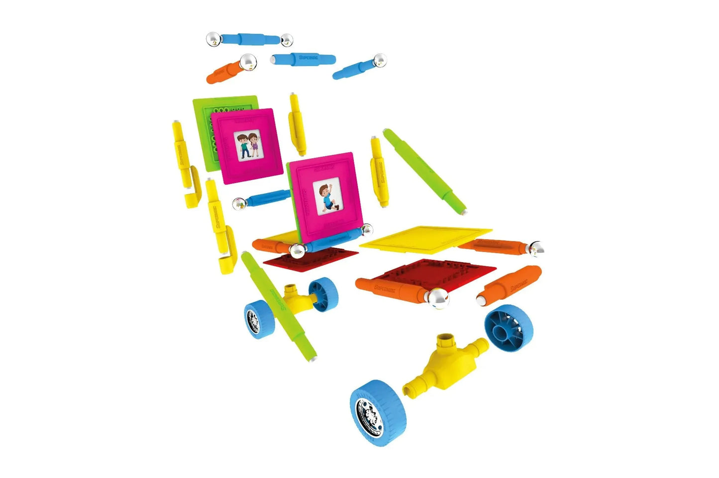 Tinamiri Supermag - Wheels 55 - Magnetic Building Set, 1000 Piece Jigsaw Puzzle