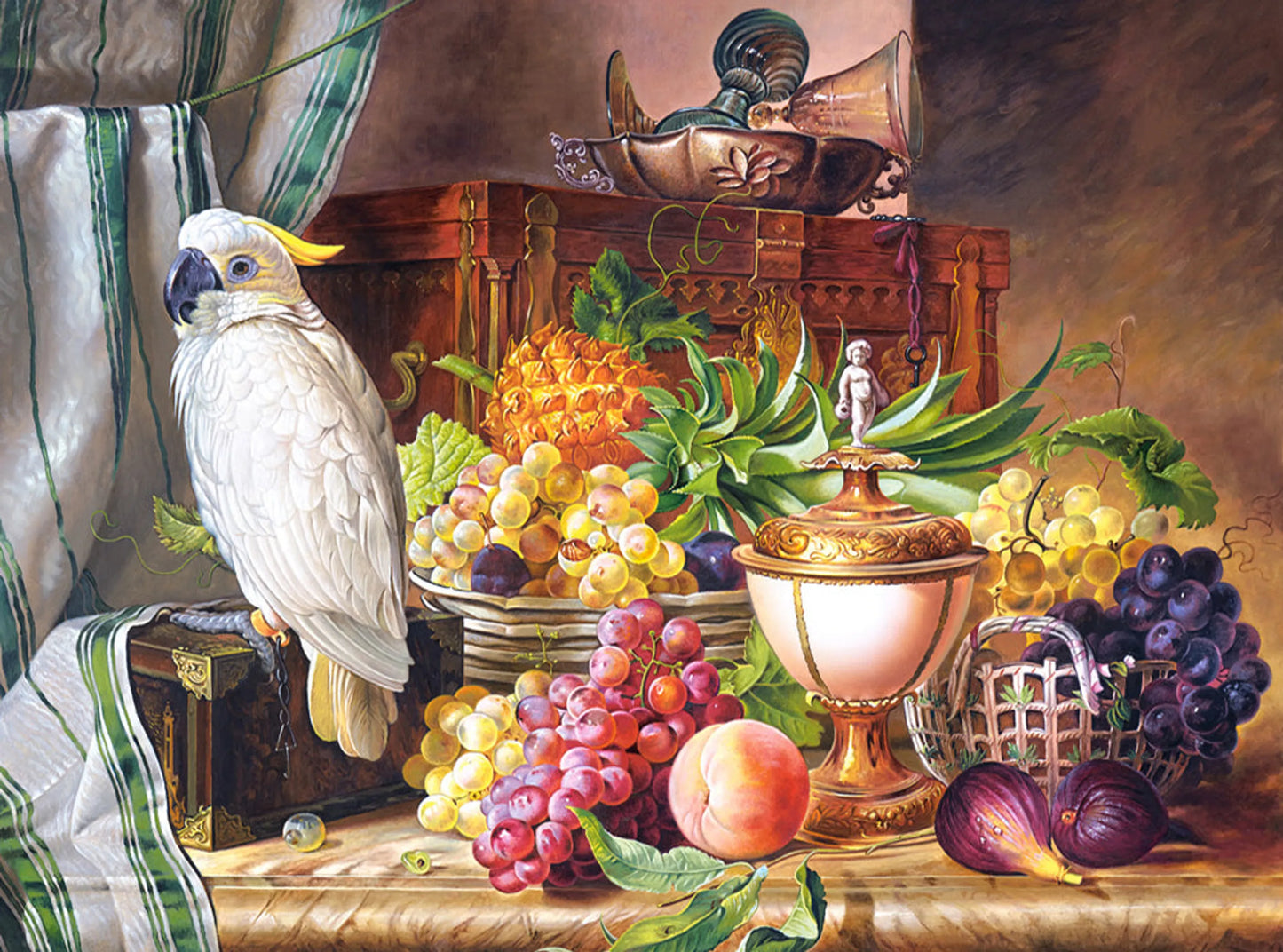 Still Life With Fruit and a Cockatoo, Josef Schuster, 3000 Piece Jigsaw Puzzle